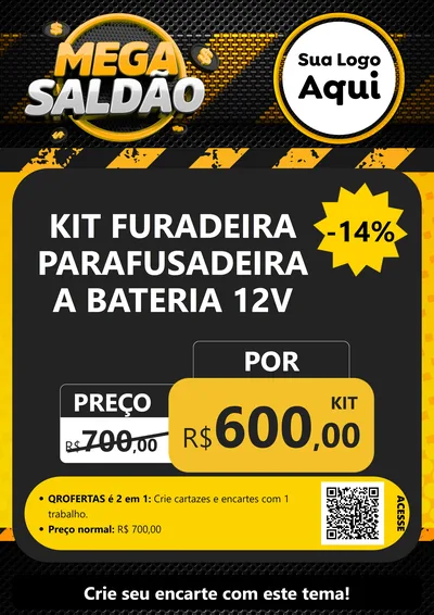 Modelo de Cartaz para Cartaz A4 Vertical com o tema Mega Saldão para Maquinas e Ferramentas