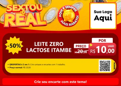 Modelo de Cartaz para Cartaz A4 Horizontal com o tema Sextou do Real para Frios e Laticínios