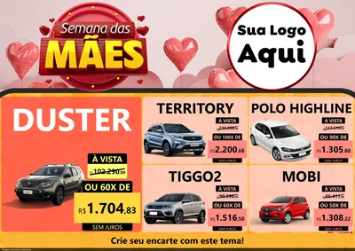 Modelo de Encarte para Encarte A4 Horizontal com o tema Semana das Mães para Concessionaria de Carros