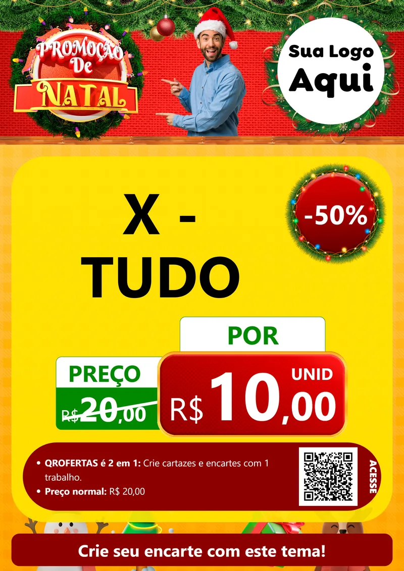 Modelo de Cartaz para Cartaz A4 Vertical com o tema Promoção de Natal para Hamburgueria