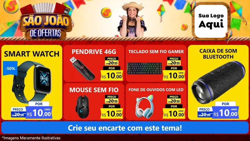 Modelo de TV para TV Horizontal com o tema São João de Ofertas para Informática