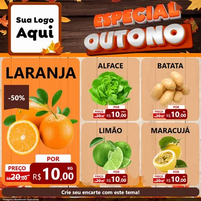 Modelo de Rede Social para Feed Facebook com o tema Especial Outono para Hortifrúti