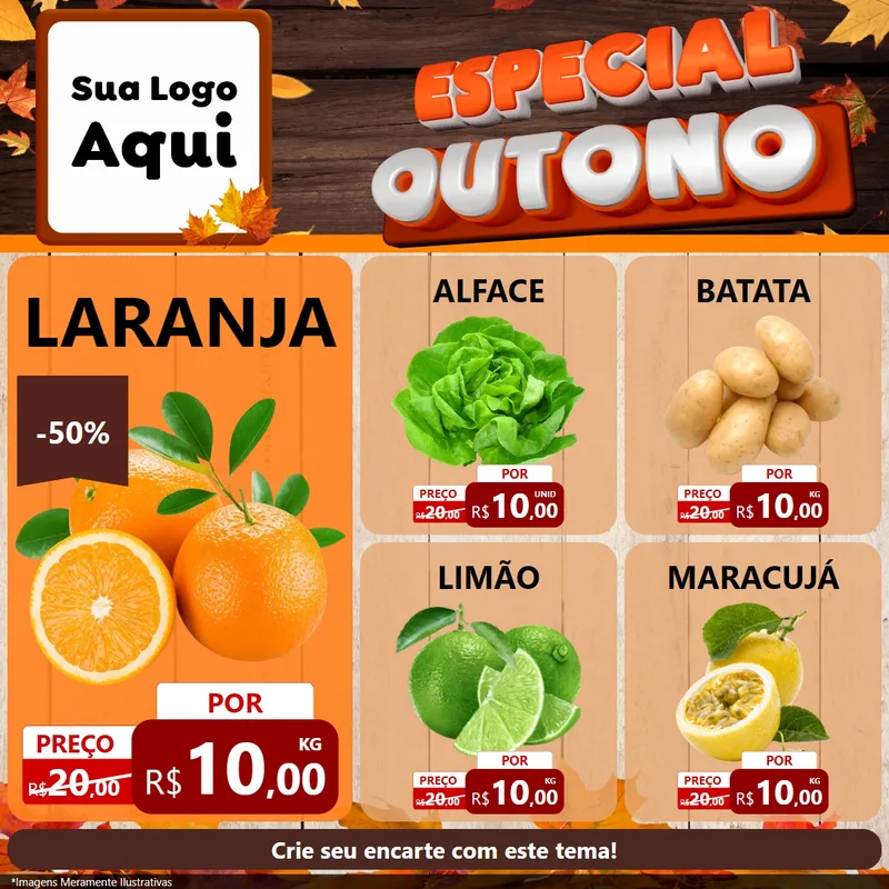 Modelo de Rede Social para Feed Facebook com o tema Especial Outono para Hortifrúti