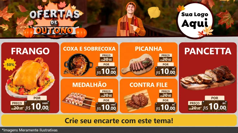 Modelo de TV para TV Horizontal com o tema Ofertas de Outono para Assados