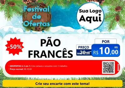 Modelo de Cartaz para Cartaz A4 Horizontal com o tema Festival de Ofertas - Inverno para Padaria