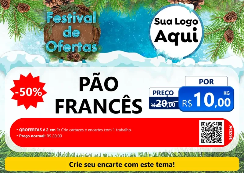 Modelo de Cartaz para Cartaz A4 Horizontal com o tema Festival de Ofertas - Inverno para Padaria