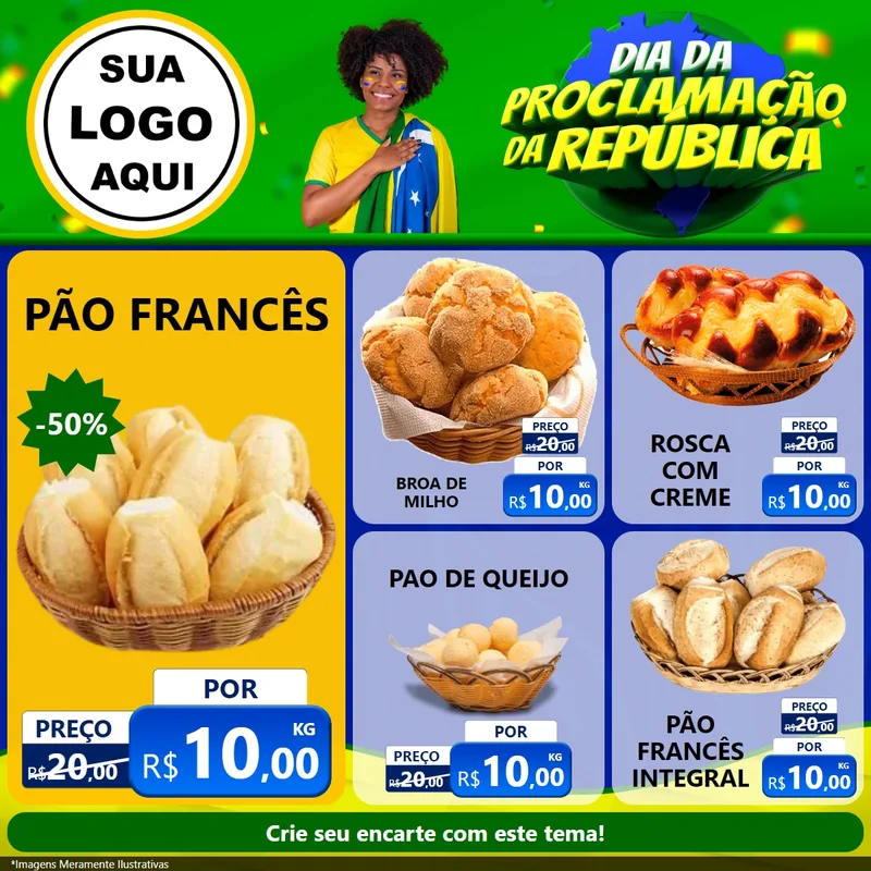 Modelo de Rede Social para Feed Facebook com o tema Dia Da Proclamação Da República para Padaria