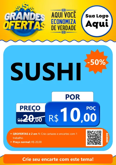 Modelo de Cartaz para Cartaz A4 Vertical com o tema Grandes Ofertas para Comida japonesa