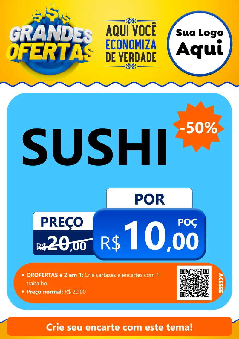 Modelo de Cartaz para Cartaz A4 Vertical com o tema Grandes Ofertas para Comida japonesa