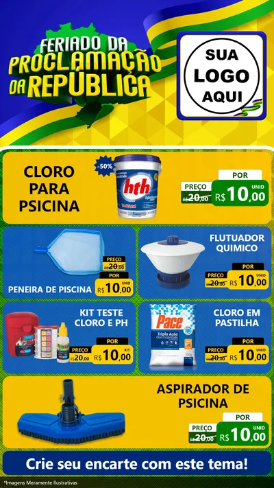 Modelo de TV para TV Vertical com o tema Feriado da Proclamação da República para Produtos para Piscina