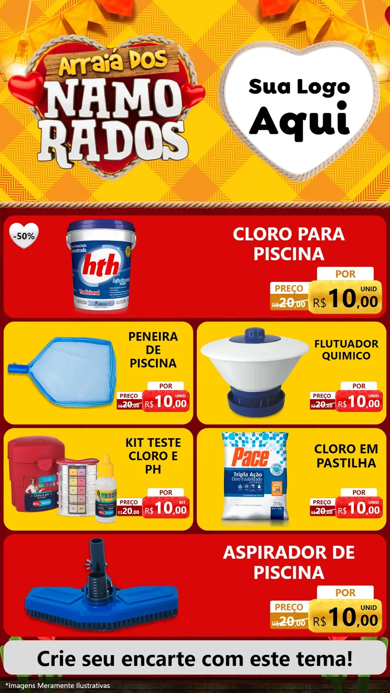 Modelo de TV para TV Vertical com o tema Arraiá dos Namorados para Produtos para Piscina