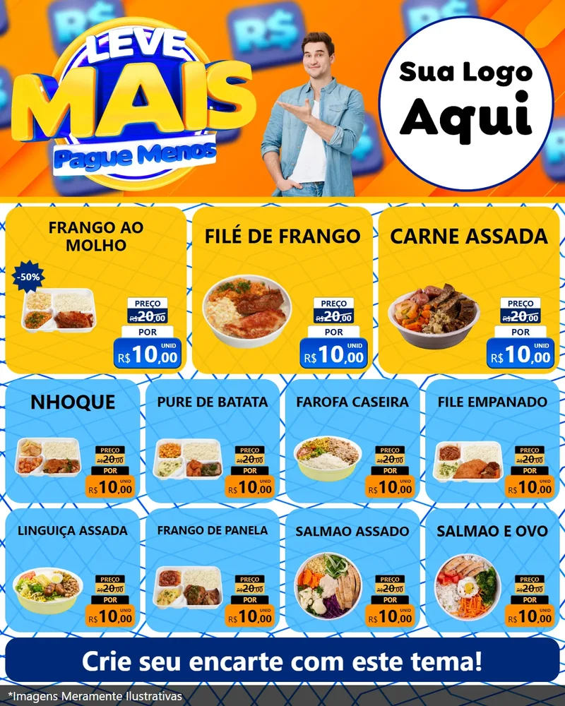Modelo de Rede Social para Feed Instagram com o tema Leve Mais, Pague Menos para Restaurante