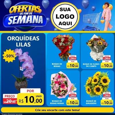 Modelo de Rede Social para Feed Facebook com o tema Ofertas de Fim de Semana para Floricultura e jardim