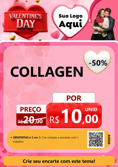Modelo de Cartaz para Cartaz A4 Vertical com o tema Valentine's Day para Suplementos alimentares