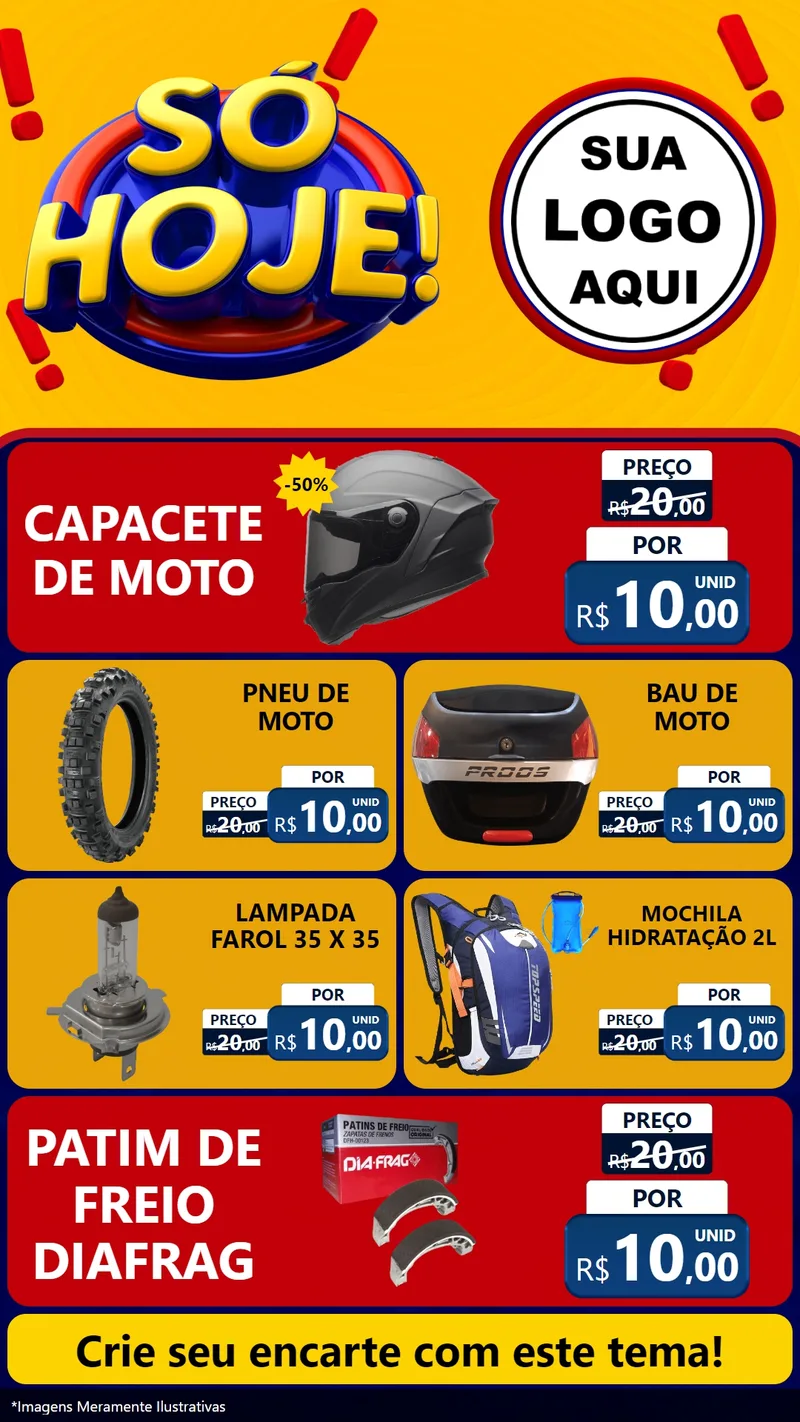 Modelo de TV para TV Vertical com o tema Só Hoje! para Moto peças