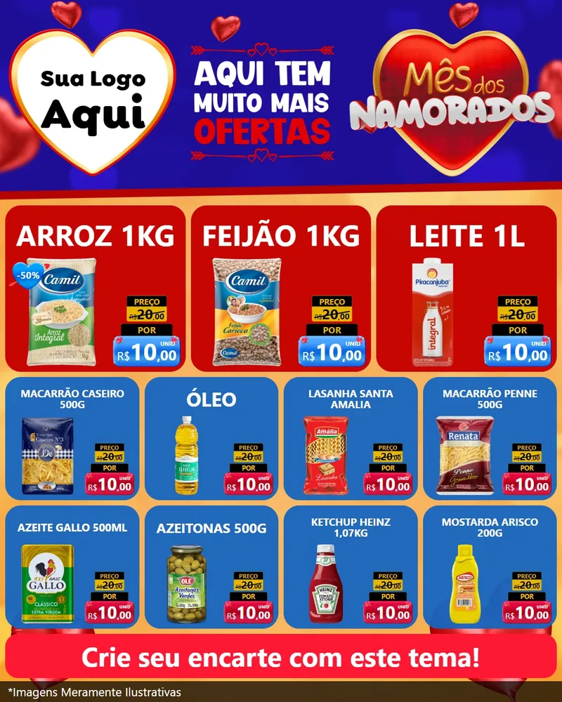 Modelo de Rede Social para Feed Instagram com o tema Mês dos Namorados para Supermercado