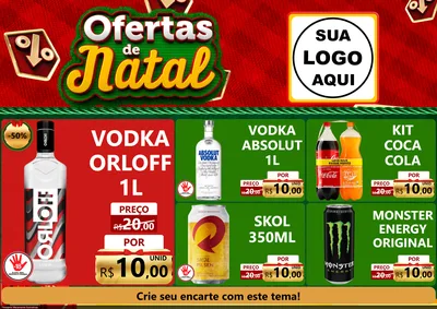 Modelo de Encarte para Encarte A4 Horizontal com o tema Ofertas de Natal para Distribuidora de bebidas