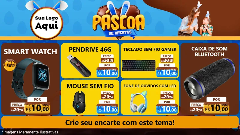 Modelo de TV para TV Horizontal com o tema Páscoa de Ofertas para Informática
