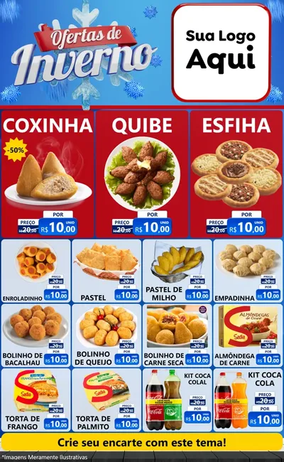 Modelo de Encarte para Encarte Grande com o tema Ofertas de Inverno para Salgadaria