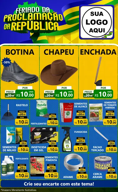 Modelo de Encarte para Encarte Grande com o tema Feriado da Proclamação da República para Agropecuária