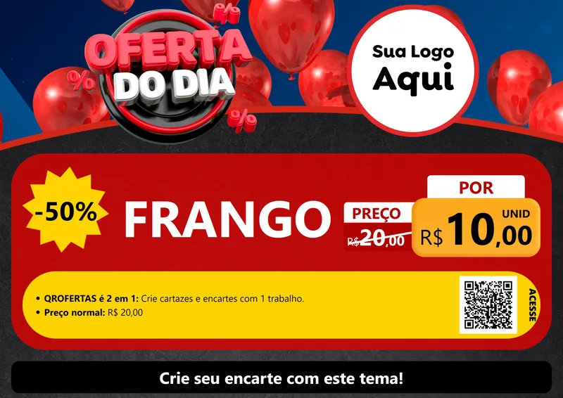 Modelo de Cartaz para Cartaz A4 Horizontal com o tema Oferta do Dia para Assados