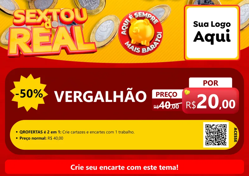 Modelo de Cartaz para Cartaz A4 Horizontal com o tema Sextou do Real para Ferragens