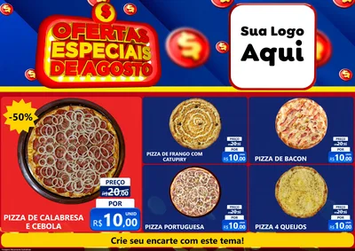 Modelo de Encarte para Encarte A4 Horizontal com o tema Ofertas Especiais de Agosto para Pizzaria
