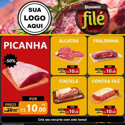 Modelo de Rede Social para Feed Facebook com o tema Domingo Filé para Açougue