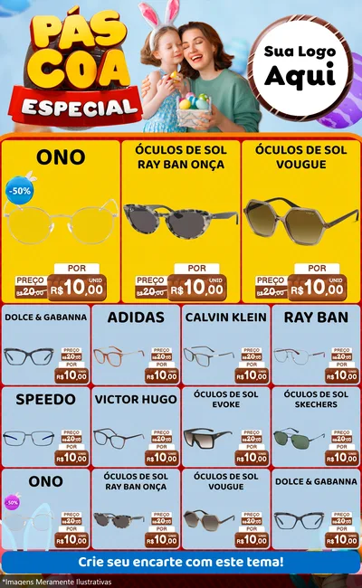 Modelo de Encarte para Encarte Grande com o tema Páscoa Especial para Óticas
