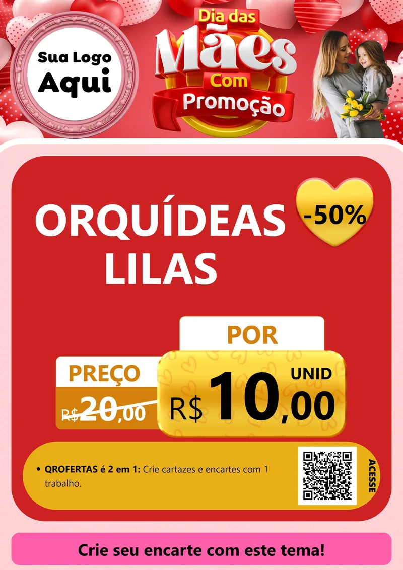 Modelo de Cartaz para Cartaz A4 Vertical com o tema Dia Das Mães Com Promoção para Floricultura e jardim