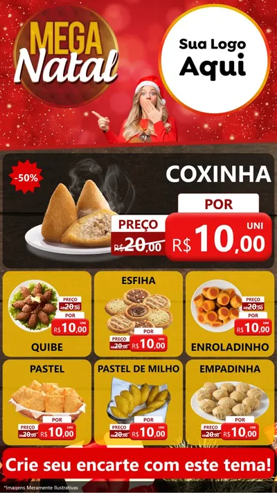 Modelo de Rede Social para Stories com o tema Mega Natal para Salgadaria