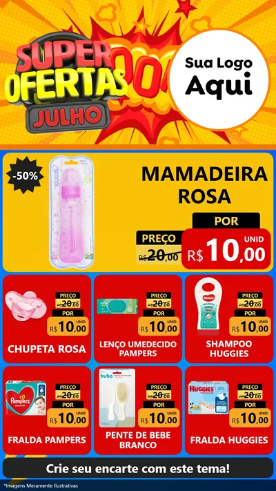 Modelo de Rede Social para Stories com o tema Super Ofertas Julho para Bebês