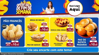 Modelo de TV para TV Horizontal com o tema Ofertaço de Fim de Semana para Padaria