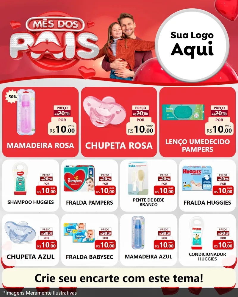 Modelo de Rede Social para Feed Instagram com o tema Mês dos Pais para Bebês