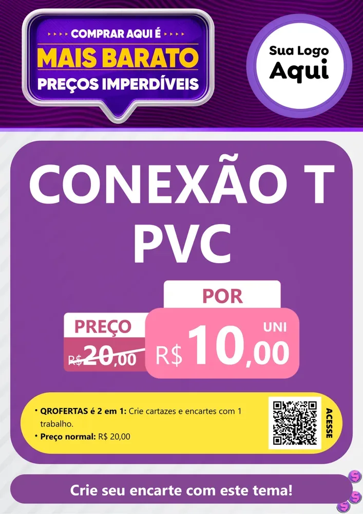 Modelo de Cartaz para Cartaz A4 Vertical com o tema Mais Barato para Tubos e conexões