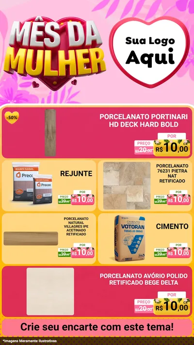 Modelo de TV para TV Vertical com o tema Mês da Mulher para Pisos e revestimentos