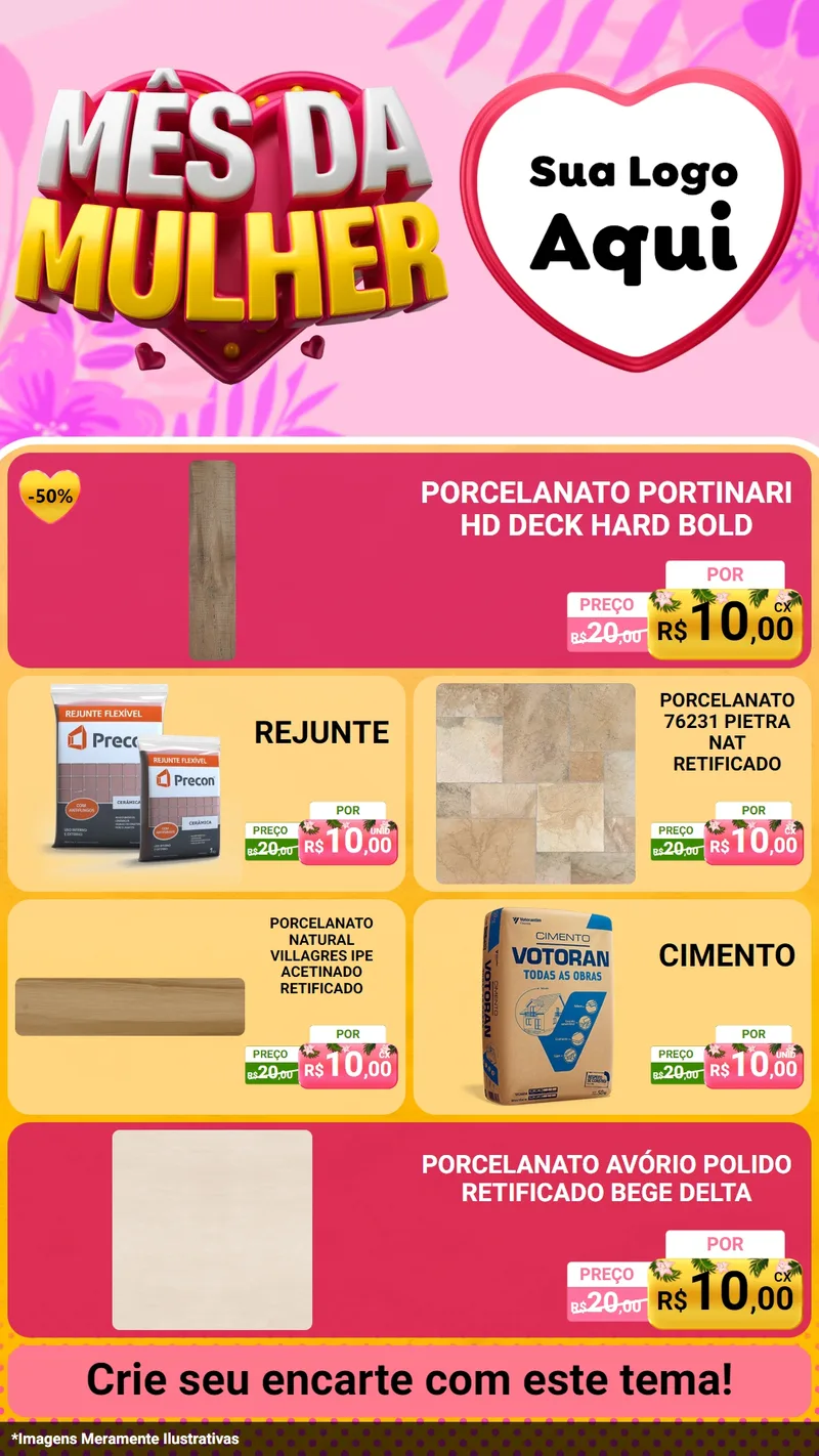Modelo de TV para TV Vertical com o tema Mês da Mulher para Pisos e revestimentos