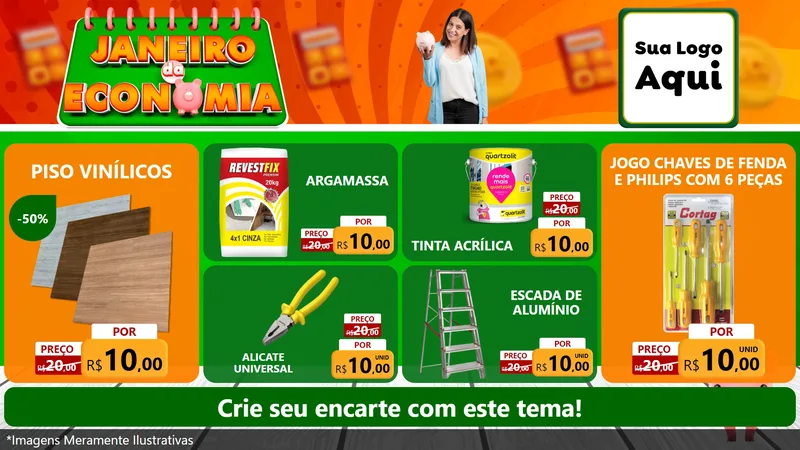 Modelo de TV para TV Horizontal com o tema Janeiro da Economia para Material para Construção