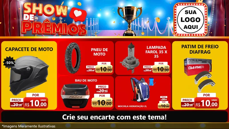 Modelo de TV para TV Horizontal com o tema Show de Prêmios para Moto peças