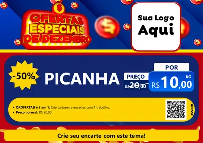 Modelo de Cartaz para Cartaz A4 Horizontal com o tema Ofertas Especiais de Dezembro para Açougue