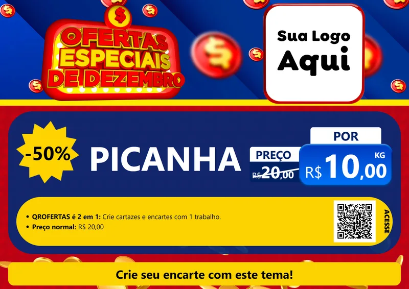 Modelo de Cartaz para Cartaz A4 Horizontal com o tema Ofertas Especiais de Dezembro para Açougue
