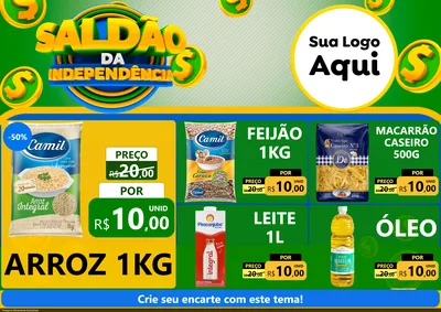 Modelo de Encarte para Encarte A4 Horizontal com o tema Saldão da Indepêndencia para Supermercado