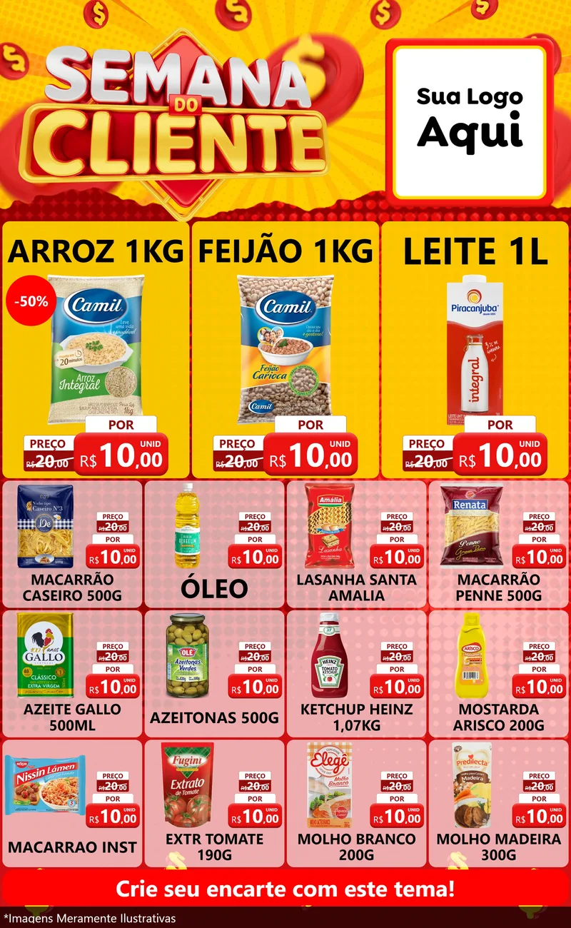 Modelo de Encarte para Encarte Grande com o tema Semana do Cliente para Supermercado