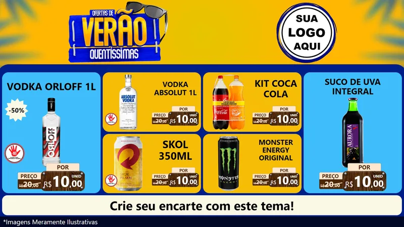 Modelo de TV para TV Horizontal com o tema Ofertas de Verão Quentíssimas para Distribuidora de bebidas
