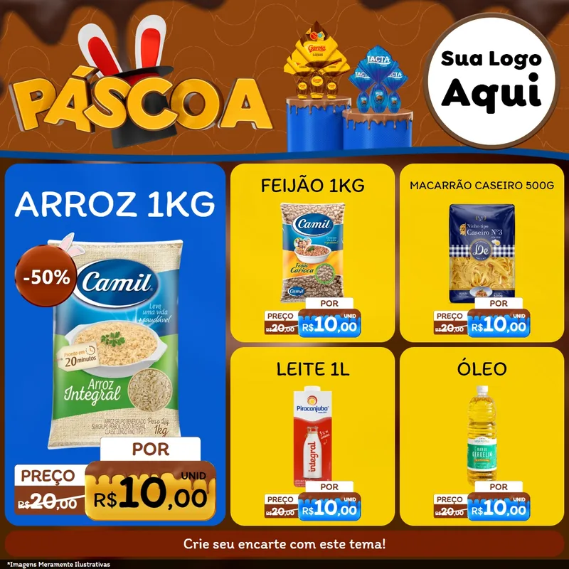 Modelo de Rede Social para Feed Facebook com o tema Páscoa para Supermercado