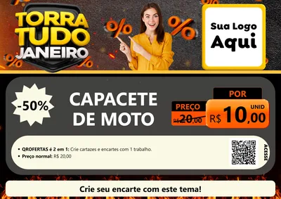 Modelo de Cartaz para Cartaz A4 Horizontal com o tema Torra Tudo Janeiro para Moto peças