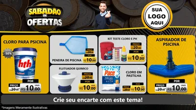 Modelo de TV para TV Horizontal com o tema Sabadão de Ofertas para Produtos para Piscina