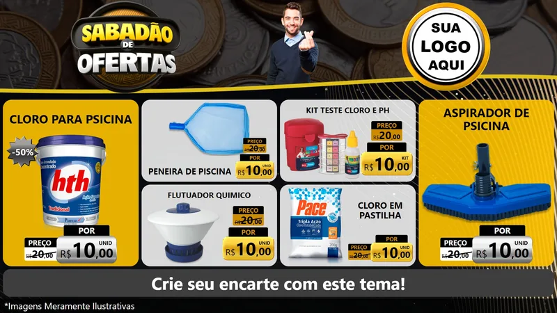 Modelo de TV para TV Horizontal com o tema Sabadão de Ofertas para Produtos para Piscina