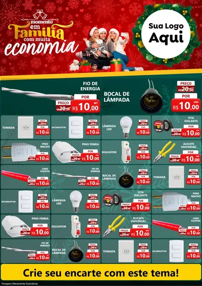 Modelo de Encarte para Encarte A4 Vertical com o tema Momento em Família (Natal) para Materiais Elétricos