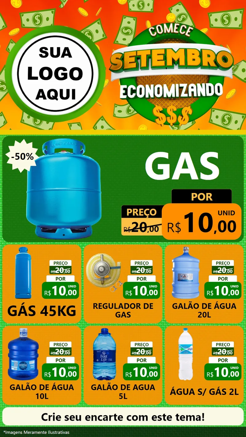 Modelo de Rede Social para Stories com o tema Comece Setembro Economizando para Água e gás